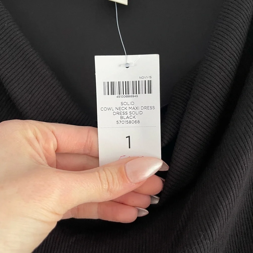 Chicos Cowl Neck Black Ribbed Maxi Dress - M - Picture 5 of 7